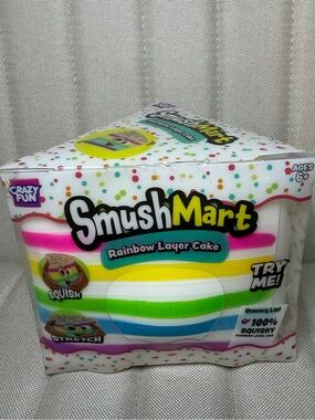 Rainbow Layer Cake Kids Squishy Toy - White with Multicolor Stripes